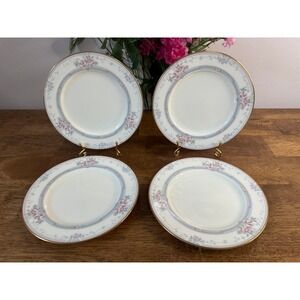 Noritake Magnificence Bread & Butter Plates Set of 4 Bone China Japan Pink Roses